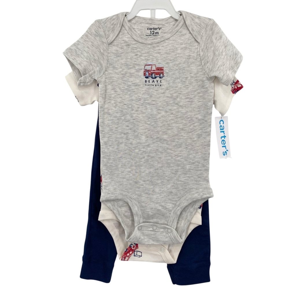 Carter’s Toddler 3pc Pant Set Firetruck 12 Months New
